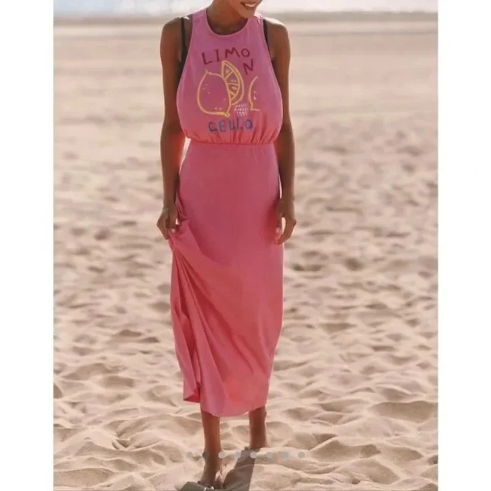 NWT Anthropology Jordan Nickson X Celandine Pink Twist-Back T-Shirt Maxi Dress. - Picture 1 of 8